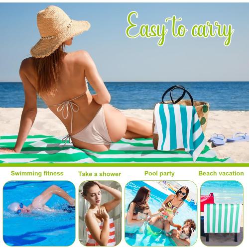 Redbaker 16 Packs 59 x 28 inches Oversized Stripes Beach Towel Bulk