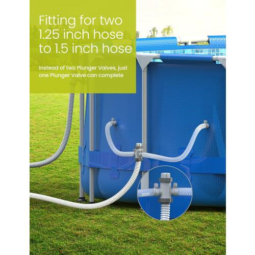 Split Swimming Pool Hose Plunger Valve, 2 in 1 Hose Plunger Valve Swimming Pool Part for Filter Circulation System