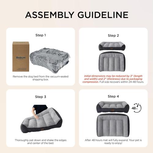 Bedsure Orthopedic Dog Beds Large Sized Dog - Extra Thick Supportive Large Dogs Bed with Waterproof Washable Cover, L Plus Comfort Pet Bed Sofa with Soft Plush Sherpa and Nonskid Bottom, Brown, 38