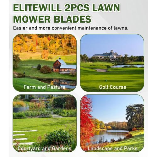 ELITEWILL 2pcs Lawn Mower Blades Mower Parts with 42 Deck Fit for Craftsman Husqvarna Poulan Mowers Replaces OEM #'s 138498,138971,532138971,PP24005,134149,532138498,532127843,Black