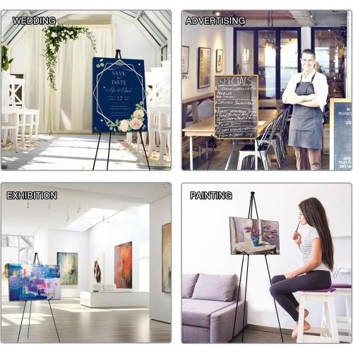 AROIC 63 Easel Stand for Display, 3 Pack Portable Foldable Metal Easel, Easels for Signs Wedding Logos,Arts, Painting,Adjustable Floor Easels with 3 Storage Bag