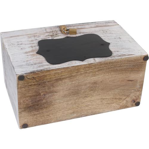 Wooden Decorative Wedding Card Box with Chalkboard & Card Slit including Lock 13X9X7.2- Gift Wishing Well Card Box for Weddings Party Cards Receptions Birthdays Graduations Honeymoon Baby Showers