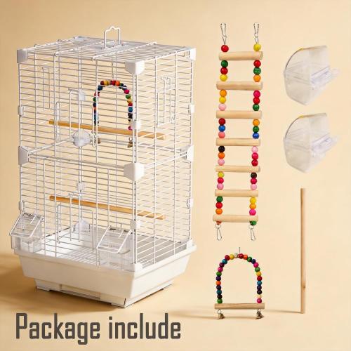 Basic Bird Cage, 24.8inch Parrot Cage (24.8 x 14.6 x 11),Bird Cage with Ladder, Horizontal Bar, 2 Feeders, and Swing