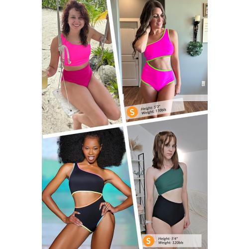 SiZE M...Women's One Piece Swimsuit- One Shoulder Bathing Suit Cutout Tummy Control Swimwear