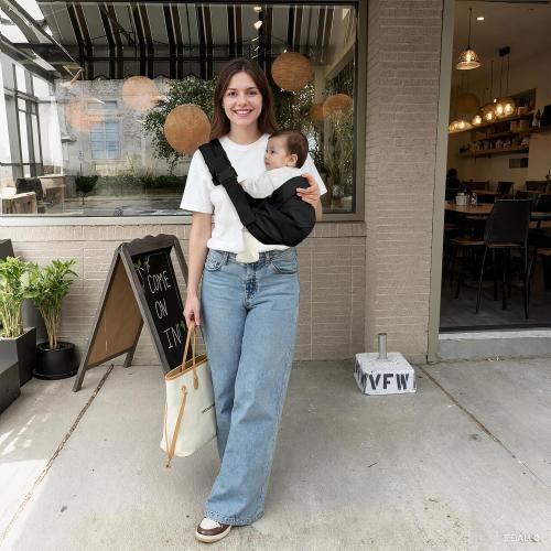 Baby Sling Carrier, Adjustable Baby Carrier Newborn to Toddler Carrier for 7-30lbs, Toddler Sling Carriers, Toddlers Hip Carriers, Black