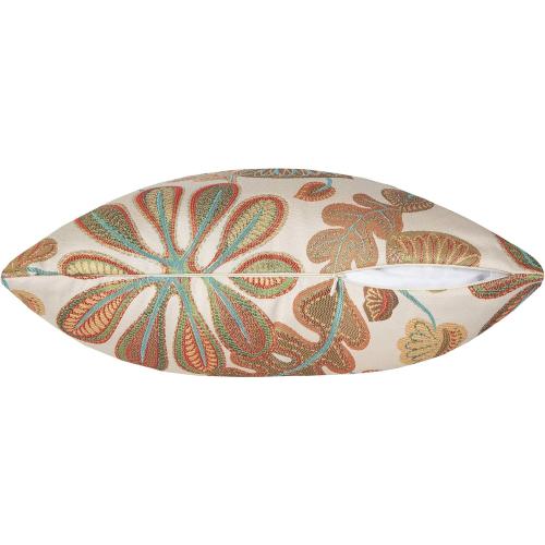 Set of 2 Jacquard Tropical Leaf Pattern Throw Pillow Covers Decorative Pillowcase 20X20 Inches,Teal Cream