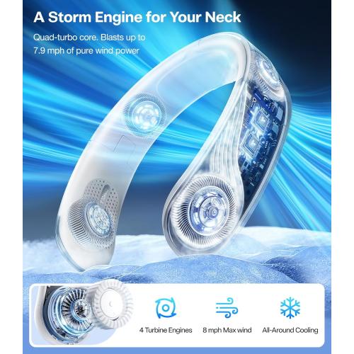 TORRAS COOLiTE Neck Fan, Industry’s Strongest Wind Power, Portable Neck Fan with 14H Battery, 360° Cooling Neck Fan, Lightweight & Foldable Neck Fans for Outdoor, Travel, Gifts for Dad, Women, Black