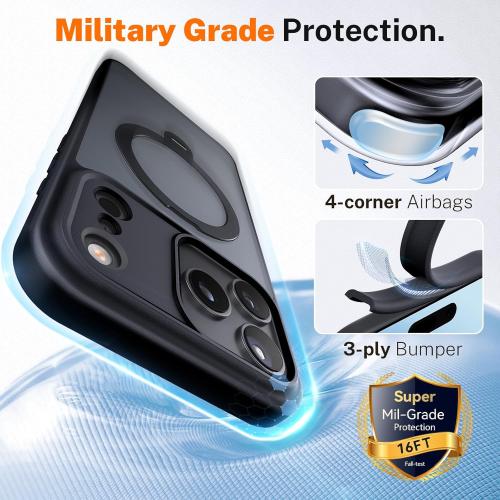 for iPhone 17 Pro Case: with 360° Spin Magnetic Stand, Camera Control Button, Fit for MagSafe, Military Drop Protection, Protective Slim Phone Cover for 17Pro with Ring Kickstand, 6.3, Black
