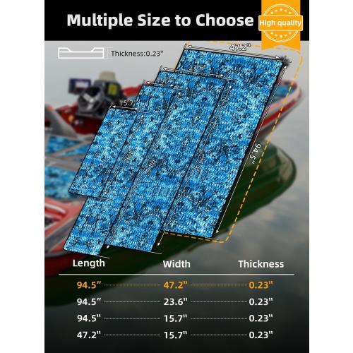 FOCEAN Boat Flooring EVA Foam Boat Decking Camo Marine Flooring Self-Adhesive Marine Mat for Motorboat RV Yacht Kayak 94.5 x 47.2/23.6/15.7