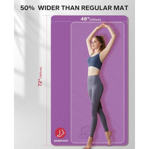 HAPBEAR Extra Large Yoga Mat - 72x48/78x54, 1/4 & 1/3 Thick, Non-Slip, Durable, Eco-Friendly, Wide Exercise Mat for Home Workouts, Yoga, Pilates, Stretching, Meditation (Barefoot Exercise)