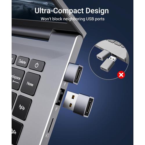 Syntech USB C Female to USB Male Adapter Pack of 3 [Travel Must Haves, Aluminum] USB C to USB Adapter, Type C Charger Cable Power Converter Compatible with iPhone 15 Apple Watch AirPods CarPlay, etc.