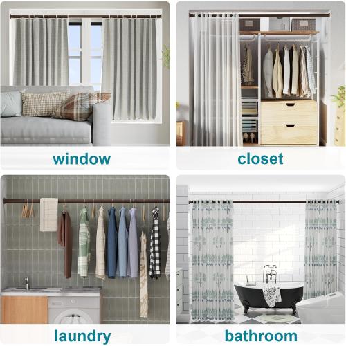 Oxdigi Tension Shower Doorway Curtain Rod/Adjustable 141.7-161.4 inches No Drilling Window Curtain Rod for Bethroom, Indoor Decor/Bronze