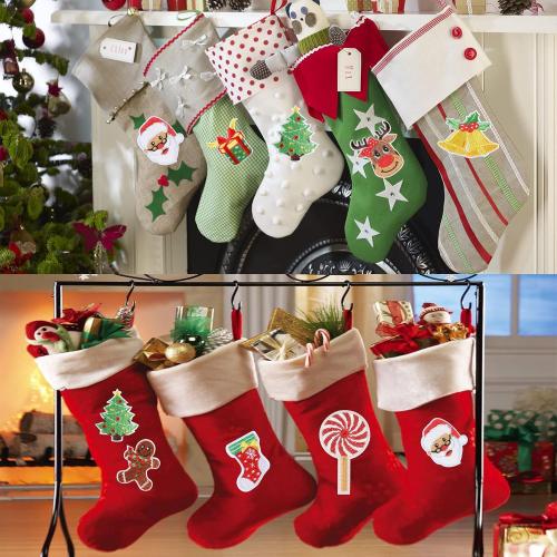 Lucleag 10PCS Christmas Embroidered Patches, Christmas Iron On Patch Embroidered, Santa Claus Snowman Xmas Tree Christmas Patches Sew on Iron on Embroidered for DIY Craft Xmas Clothing Decor Gifts