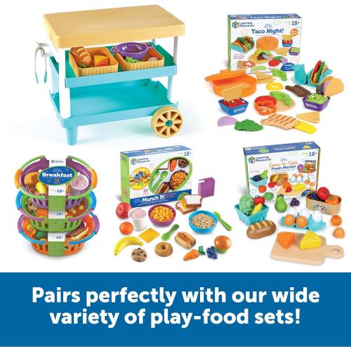 Learning Resources New Sprouts Prep 'n' Store Kitchen Island - Ages 2 , Play Food for Kids, Grocery Store Toys for Toddlers,11 Pieces