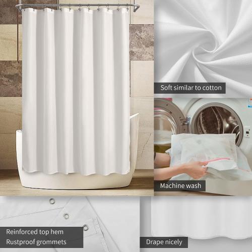 ALYVIA SPRING 72x96 Extra Long Waterproof Fabric Shower Curtain Liner White
