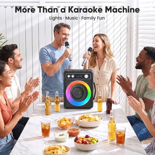 VOSOCO Karaoke Machine, Bluetooth Speaker with 2 Wireless Mics for Adults
