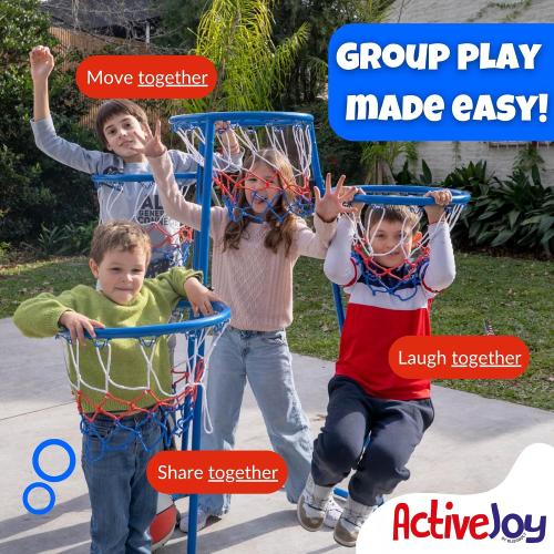Activejoy- 4 Hoop Basketball Set - Toddler Basketball Hoop Indoor - Outdoor Play Preschool -  3 Years Old Toy. Includes 2 Balls and air Pump