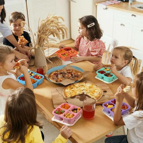 Snack Containers, Reusable Stackable 4 Divided Compartments Bento Snack Box Meal Prep Containers with Snacks, Fruits, Nuts, Cookies, Candies [5 Pack]