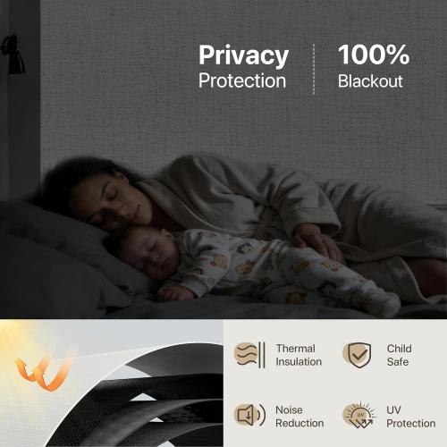 GENIMO 100% Blackout Roller Window Shades, Window Blinds Cordless with Thermal Insulated, UV Protection Fabric, Mini French Door Blinds for Home, Bedroom, Office, Linen White, 23 W X 72 H