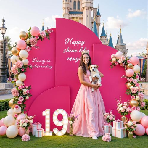 Hot Pink Half Moon Arch Cover Wedding Arch Backdrop Backdrops for Weddings Parties Baby Showers Event 5ft(Hot Pink,2.65x5ft)