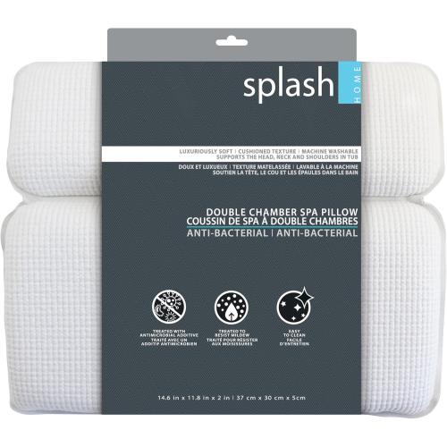 Splash Home Sooth Double Chamber Vinyl Spa Pillow, Machine Washable, 14.6 x 11.8, Taupe