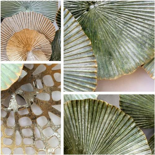 Brogana Large Wall Decor, 3D Handmade Metal Wall Art, Boho Lotus Leaf Metal Wall Decoration, Nautical Coastal Wall Decor, for Living Room Kitchen Office Yoga Room