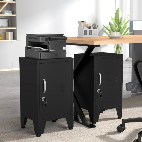 24.4 H Black Metal NightStand Locker Storage Cabinet with 1 Doors, File Cabinet with Shelves, Storage Cabinet with Adjustable Leveling Foot for Home Office Living Room or Bed Room