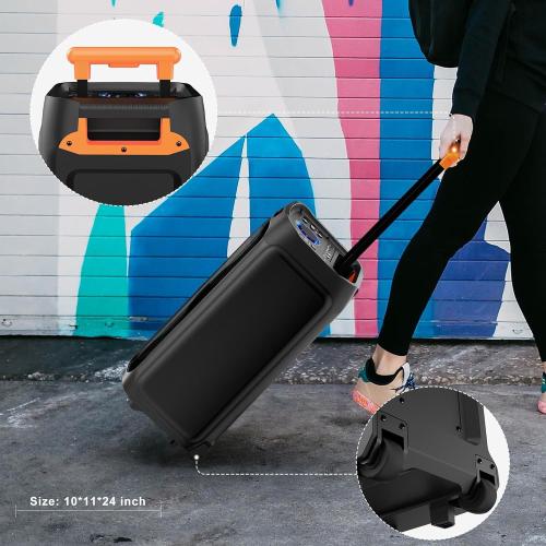 JYX Karaoke Machine with 2 Wireless Microphones, 24 Big Portable Bluetooth Speaker for Adults with RGB Light PA System Treble & Bass, Support TWS/USB/AUX/TF Card/REC, for Home Party Outdoors