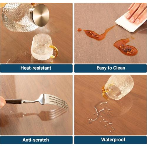 Clear Table Cover Protector Rectangle 42 x 72 Inch, 1.5mm Transparent Plastic Table Protector Waterproof, Anti-Scratch Clear Desk Mat for Office Desktop Dresser Dining Table, FDA Compliant