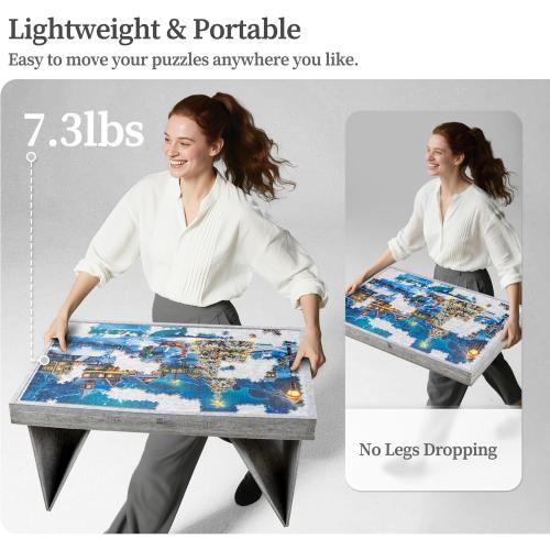 Becko US 1000 Piece Jigsaw Puzzle Table with 4 Drawers & Cover, Tilting Puzzle Board with Foldable Legs & 3 Tilt Angles, Lightweight & Portable Tables for Adults, for 1000 Piece Puzzles