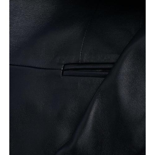 Size S Brown 2-Button Lambskin Leather Blazer Women - Casual Coat Long Sleeves Suit Style Leather Jacket Women