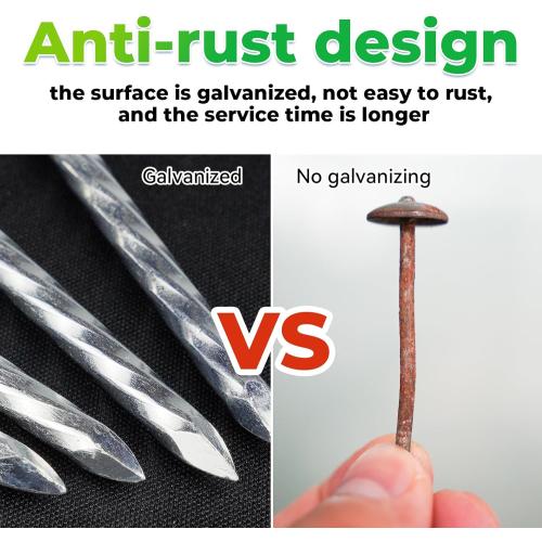 6.3-Inch Galvanized Heavy-Duty Landscape Stakes, (150-PACK) Spiral Metal Turf Spikes for Artificial Grass, Paver Edging, Weed Barrier, Securing Fences and More