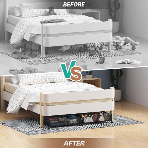 PHINOX Under Bed Stroage Container with wheels,Patterned,Metal,2 Pack,Black