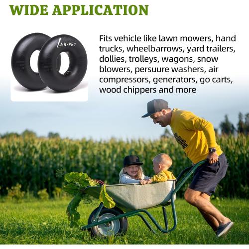 AR-PRO 11x4.00-5|11x4.50-5|11x6.00-5 Heavy Duty Replacement Inner Tube with TR-87 Bent Valve Stem (2-Pack) - for Wheelbarrows, Mowers, Hand Trucks and More