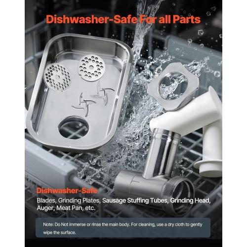 VEVOR Commercial Electric Meat Grinder, 7 lbs/min Capacity, #12 Industrial Meat Mincer with 2 Stainless Steel Blades, 2 Grinding Plates, 850W Heavy-Duty Sausage Maker Stuffer, for Kitchen, Restaurant