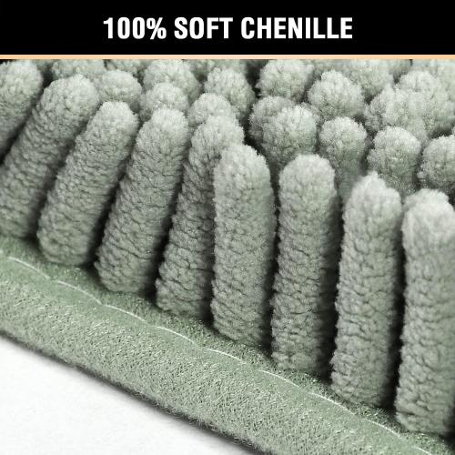 H.VERSAILTEX Original Luxury Chenille Bathroom Rug Mat (32 x 20/20 x 20), Extra Soft & Absorbent Shaggy Rugs, Machine Wash/Dry, Perfect Plush Carpet Mats for Tub (Curved Set, Sage)