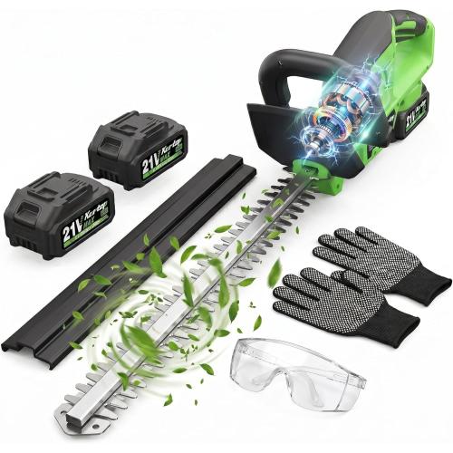 Kartop Cordless Hedge Trimmer with Battery and Charger Included, 22-Inch Rehchargeable Handheld Bush Trimmer, Headgear Trimmer for Garden Maintenance, 2 * 4000mAh Big Batteries
