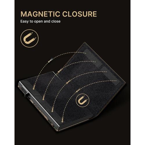 typecase Mens Wallet Card Holder: Pop Up Aluminum Case, Carbon Fiber Leather, Smart, RFID Blocking, Slim, Minimalist, Front Pocket - 9-14 Card Capacity | ID Window | Cash Slot (Map)