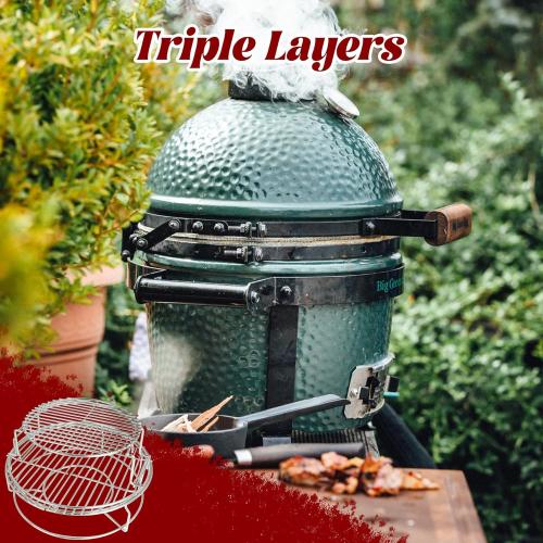5 Piece Expander Rack for Big Green Egg Medium Replacement Kit Grill Racks for Eggspander Conveggtor Basket 304 Stainless Steel with Removable Cooking System BGE Accessories