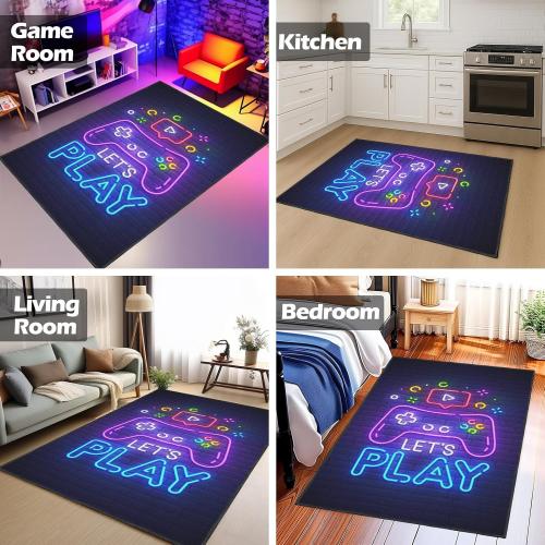Gamer Rug for Game Room 3'x5' Non-Slip 3D Cool Printed Gaming Rugs for Bedroom and Living Room Decor