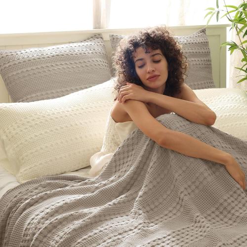 Set of 2 Size 26x26 Color Brown PHF 100% Cotton Waffle Weave Euro Sham Covers, 2 Pack 26 x 26 Bed Pillow Covers for Elegant Home Decor, No Filling, Luxury Aesthetic Soft Euro Pillow Cases for Bed, Simply Taupe