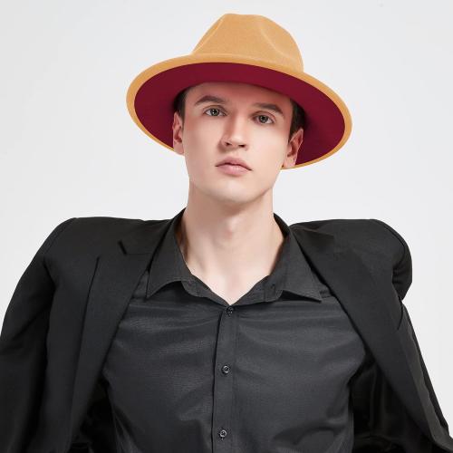 Tan SAJUZEN Womens & Mens Fedora Hats, Wide Brim Fedora Hats for Women Men