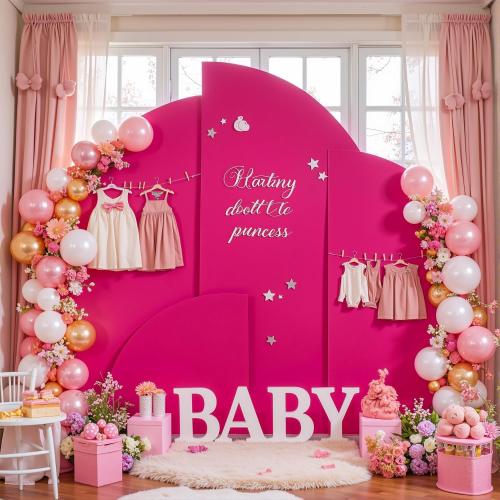 Hot Pink Half Moon Arch Cover Wedding Arch Backdrop Backdrops for Weddings Parties Baby Showers Event 5ft(Hot Pink,2.65x5ft)