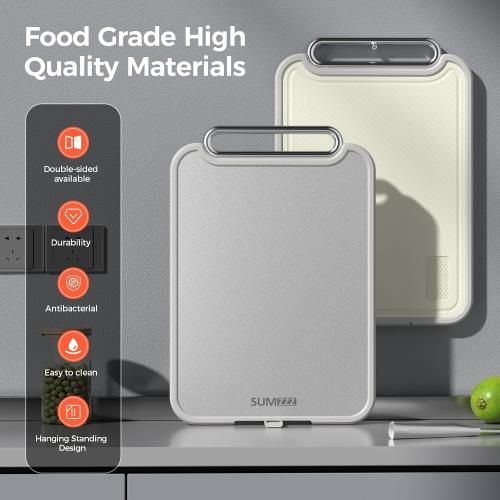 Stainless Steel Cutting Board for Kitchen, 2-in-1 Double-Sided Chopping Board, Food Grade Stainless Steel/PP, Easy to Clean, Large Size, Non-Slip, 16”×11”