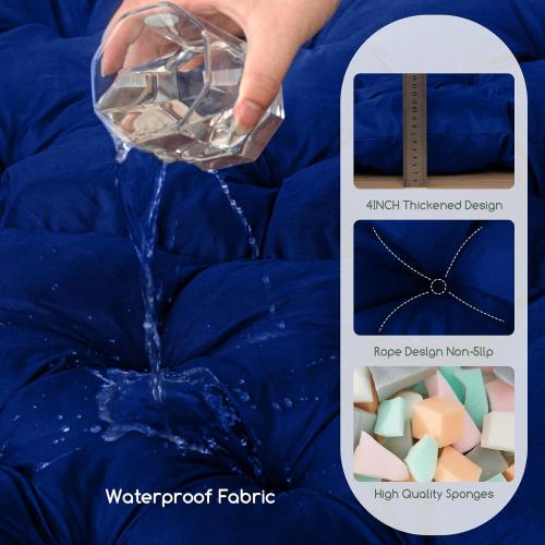 Color Navy Blue HIGOGOGO 22 x 22 Outdoor Cushions for Patio Furniture, Outdoor Seat Cushions with Resistant Waterproof Cover for Yard Garden, Navy