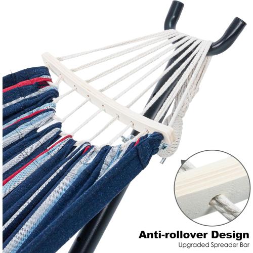 GAFETE Double Hammock with Stand for Outside, Upgraded Spreader Bar, Heavy Duty Space Saving Steel Stand 2 Person, Convenient Pockets, Easy Assembly, 600lbs Weight Capacity, Indoor & Outdoor (Night)‼️light dirt and good condition‼️