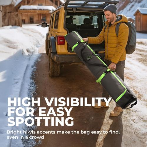 Tough Outfitters 170cm/190cm Ski Bag for Air Travel - Padded Ski Bags for Air Travel - Durable Luggage Case for Skis - Premium Snow Equipment Gear Carrier