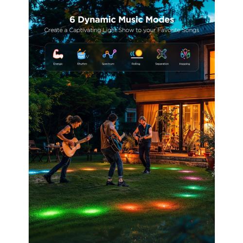 Govee Outdoor Ground Lights 2, 50ft Patio Decorations, 15 Pack | RGBIC Pathway Lights With 100LM Warm White, IP67 Waterproof, 63 Scene Modes, Works With Alexa, Google Assistant