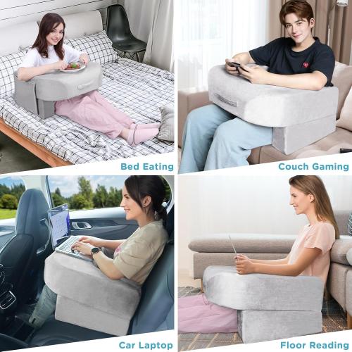 Reading Pillow Lap Desk with Adjustable Arm Support, Grey