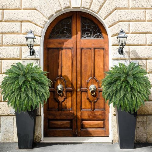 50 Artificial Boston Ferns, Fake Bush Plants, Large Faux Ferns with 96 Fronds for Outdoors Home Decor